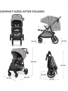 Kinderkraft Grande Plus Toddler Pushchair Pram Stroller Foldable up to 22kg Grey Kinderkraft Mama's Joy