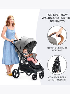 Kinderkraft Grande Plus Toddler Pushchair Pram Stroller Foldable up to 22kg Grey Kinderkraft Mama's Joy