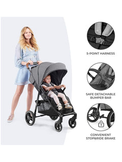 Kinderkraft Grande Plus Toddler Pushchair Pram Stroller Foldable up to 22kg Grey Kinderkraft Mama's Joy