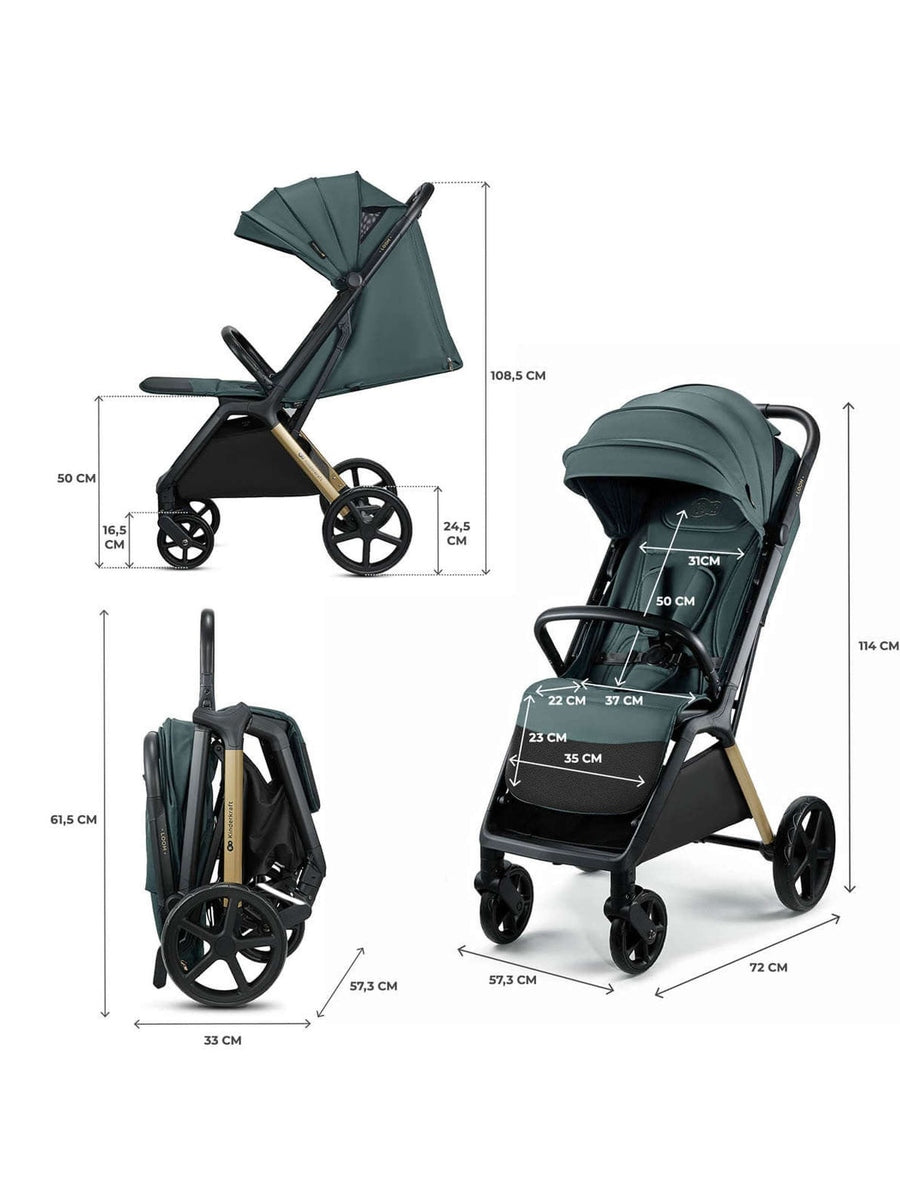 Kinderkraft Loom Stroller – Jade Green | Lightweight, Foldable Pushchair for Birth to 22kg Kinderkraft Mama's Joy