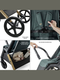 Kinderkraft Loom Stroller – Jade Green | Lightweight, Foldable Pushchair for Birth to 22kg Kinderkraft Mama's Joy