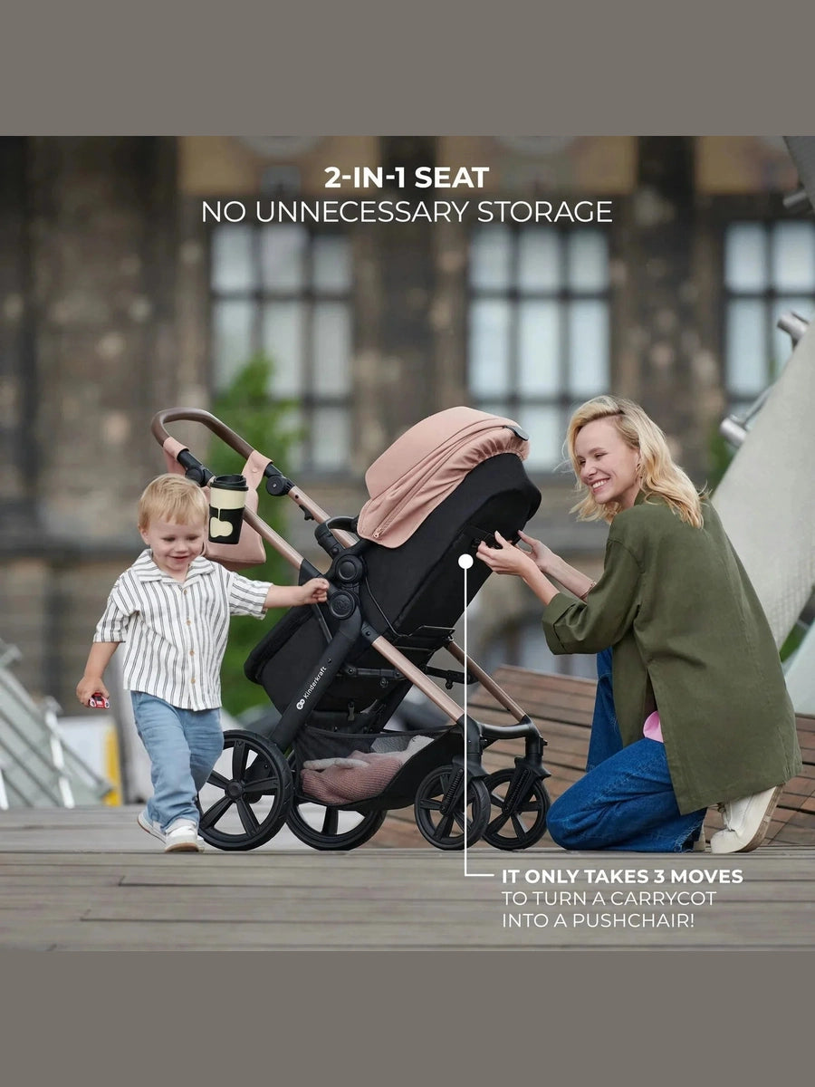 Kinderkraft Moov 2 3-in-1 Travel System with Mink Pro i-Size Car Seat – Sand Beige Kinderkraft Mama's Joy
