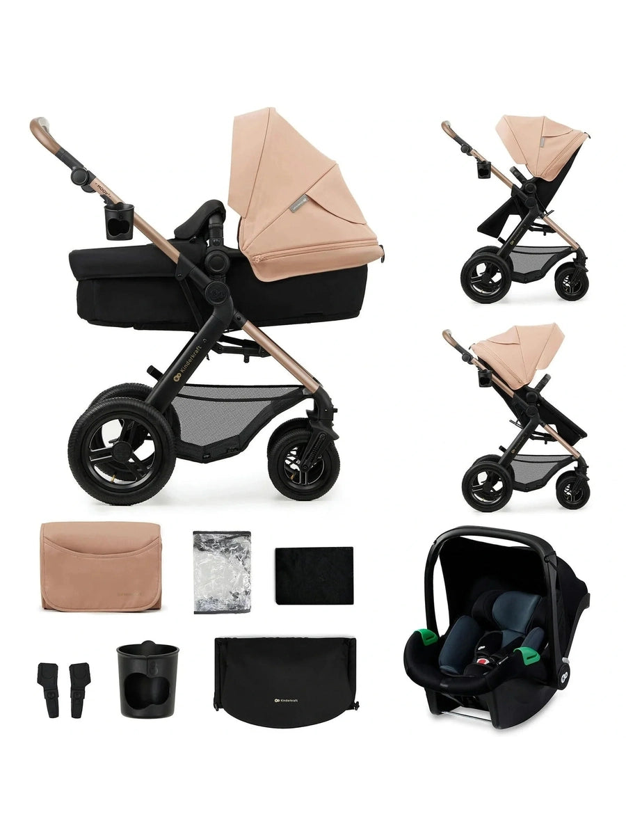 Kinderkraft Moov 2 3-in-1 Travel System with Mink Pro i-Size Car Seat – Sand Beige Kinderkraft Mama's Joy
