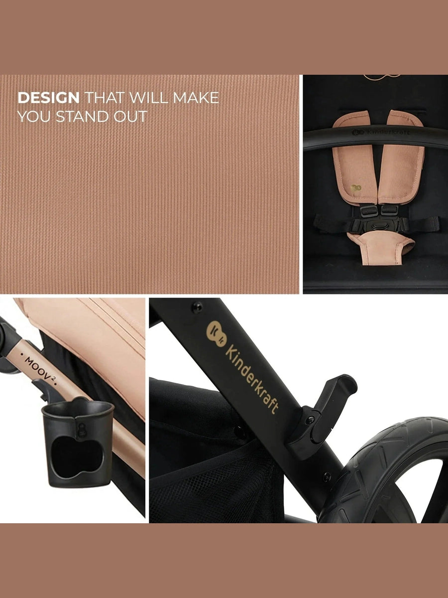 Kinderkraft Moov 2 3-in-1 Travel System with Mink Pro i-Size Car Seat – Sand Beige Kinderkraft Mama's Joy