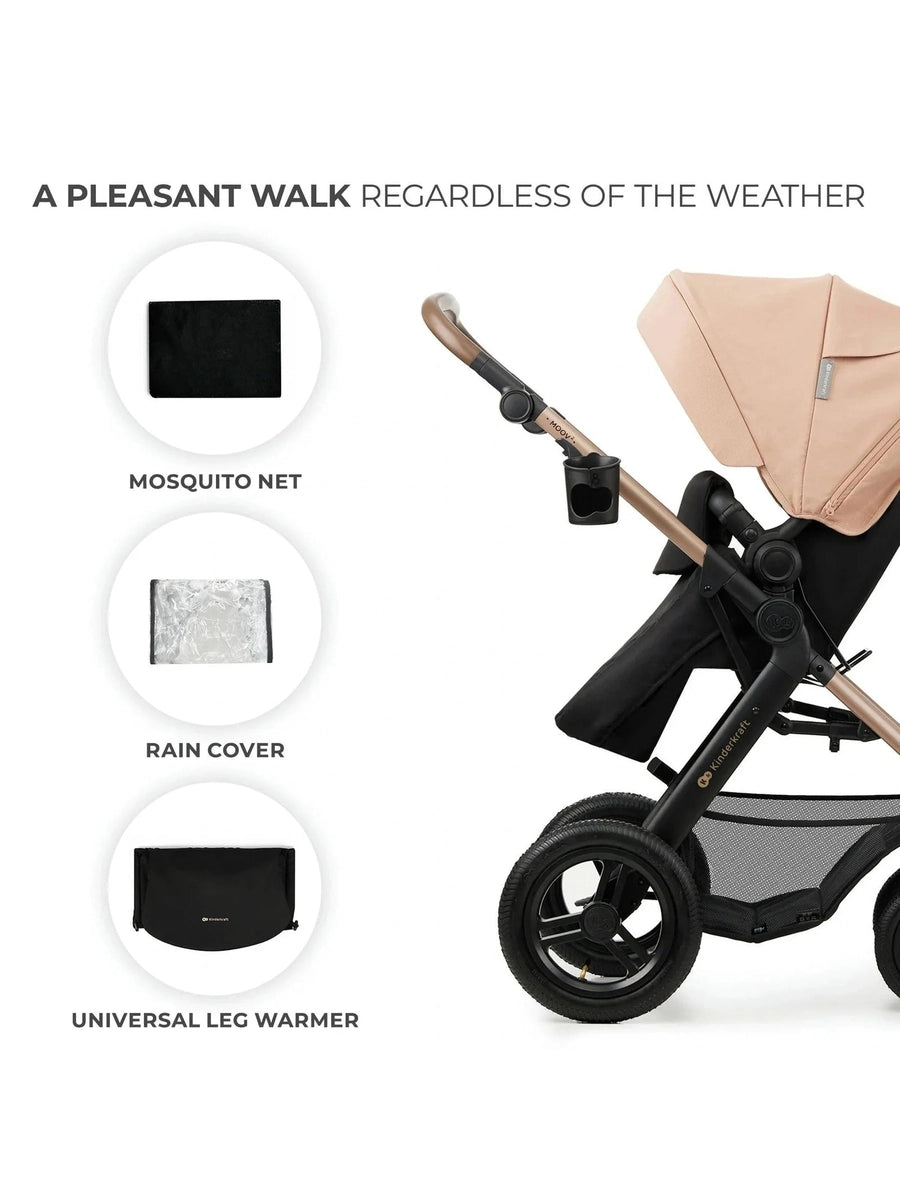 Kinderkraft Moov 2 3-in-1 Travel System with Mink Pro i-Size Car Seat – Sand Beige Kinderkraft Mama's Joy