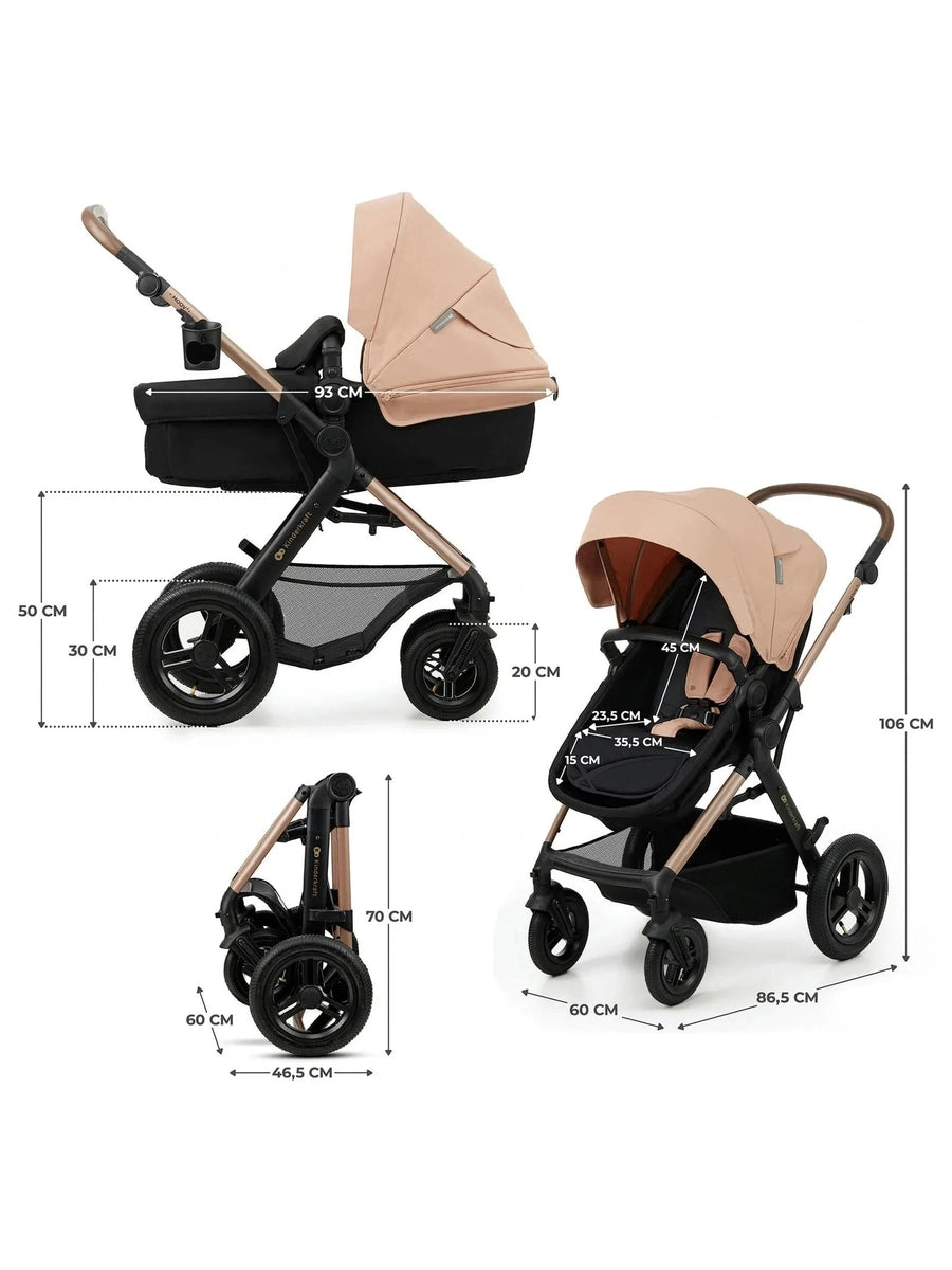 Kinderkraft Moov 2 3-in-1 Travel System with Mink Pro i-Size Car Seat – Sand Beige Kinderkraft Mama's Joy