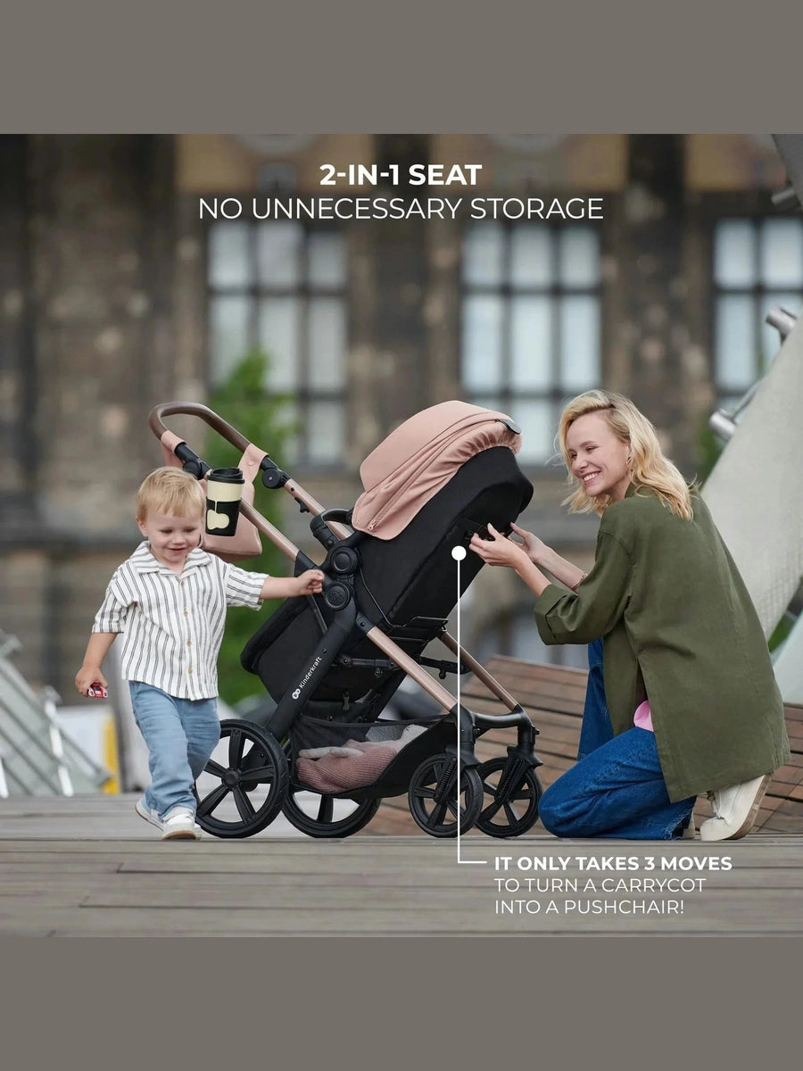 Kinderkraft Moov 2 3-in-1 Travel System with Mink Pro i-Size Car Seat – Sand Beige Kinderkraft Mama's Joy