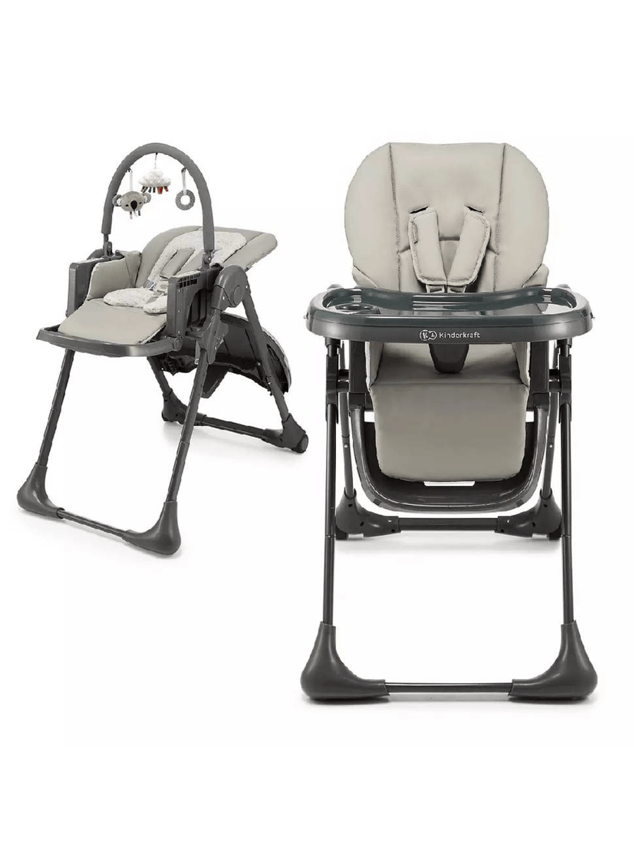 Kinderkraft Tummie, 2-in-1 Baby Hign Chair Bouncer Ergonomic Comfortable Grey Kinderkraft Mama's Joy