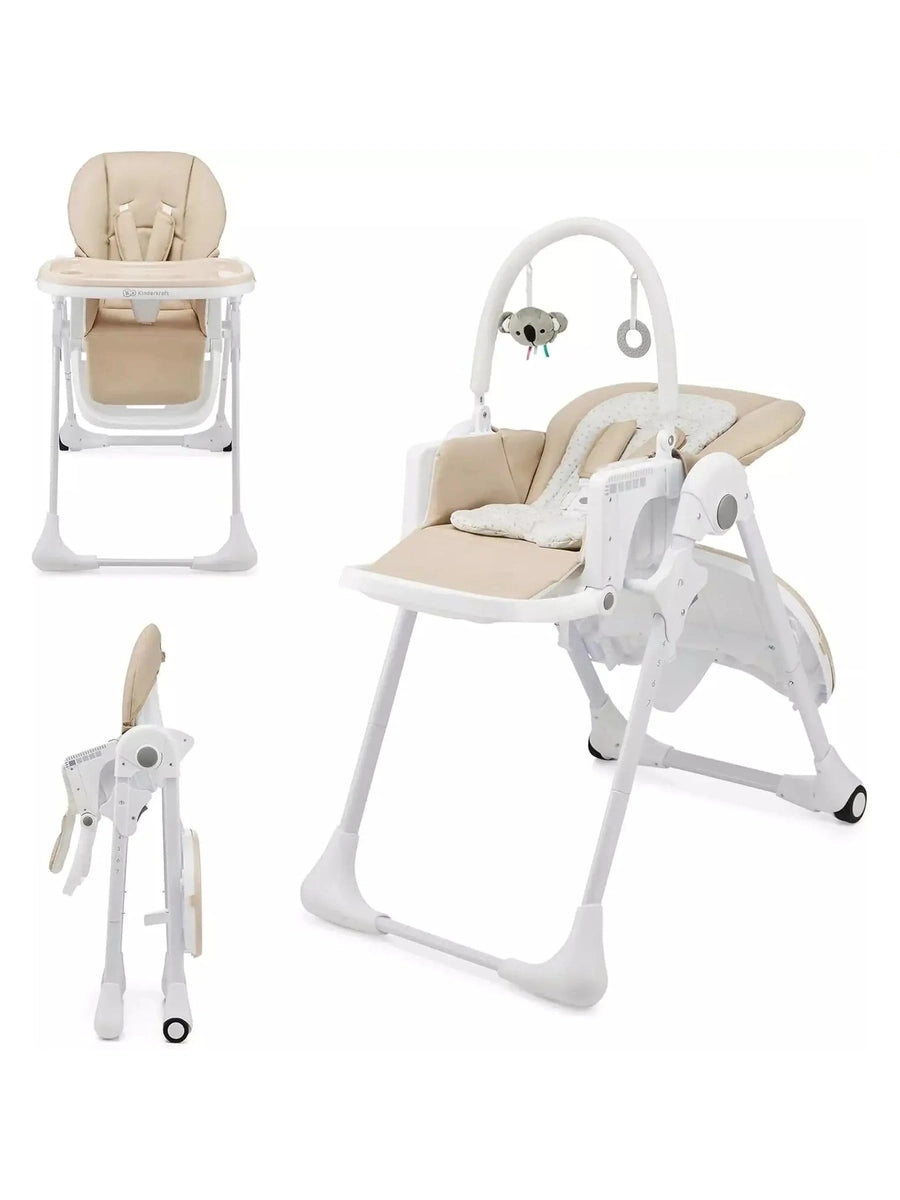 Kinderkraft Tummie, 2-in-1 Baby Hign Chair Bouncer Ergonomic Comfortable Beige Kinderkraft Mama's Joy