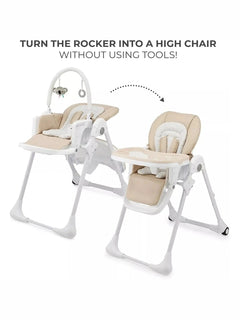 Kinderkraft Tummie, 2-in-1 Baby Hign Chair Bouncer Ergonomic Comfortable Beige Kinderkraft Mama's Joy