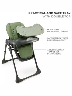 Kinderkraft Tummie, 2-in-1 Baby Hign Chair Bouncer Ergonomic Comfortable Green Kinderkraft Mama's Joy