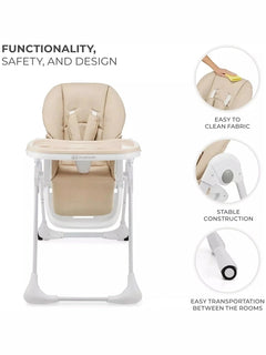 Kinderkraft Tummie, 2-in-1 Baby Hign Chair Bouncer Ergonomic Comfortable Beige Kinderkraft Mama's Joy