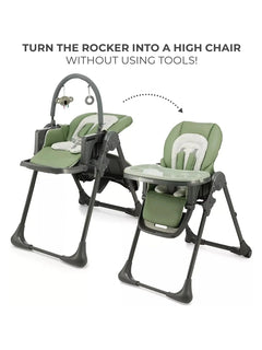 Kinderkraft Tummie, 2-in-1 Baby Hign Chair Bouncer Ergonomic Comfortable Green Kinderkraft Mama's Joy