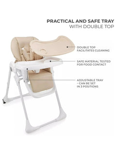 Kinderkraft Tummie, 2-in-1 Baby Hign Chair Bouncer Ergonomic Comfortable Beige Kinderkraft Mama's Joy
