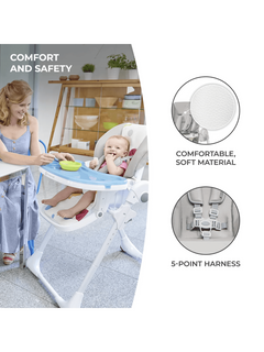 Kinderkraft Yummy High Baby Feeding Chair Foldable with Adjustable Height-Grey Kinderkraft Mama's Joy