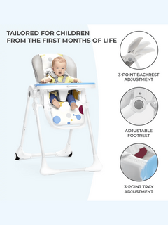 Kinderkraft Yummy High Baby Feeding Chair Foldable with Adjustable Height-Grey Kinderkraft Mama's Joy