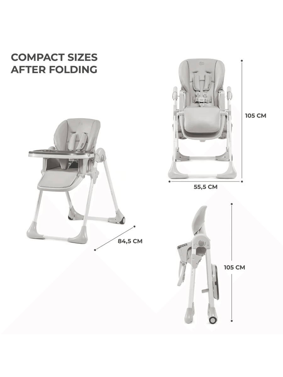 Kinderkraft Yummy High Baby Feeding Chair Foldable with Adjustable Height-Grey Kinderkraft Mama's Joy