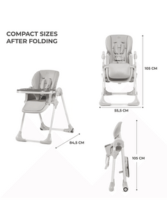 Kinderkraft Yummy High Baby Feeding Chair Foldable with Adjustable Height-Grey Kinderkraft Mama's Joy