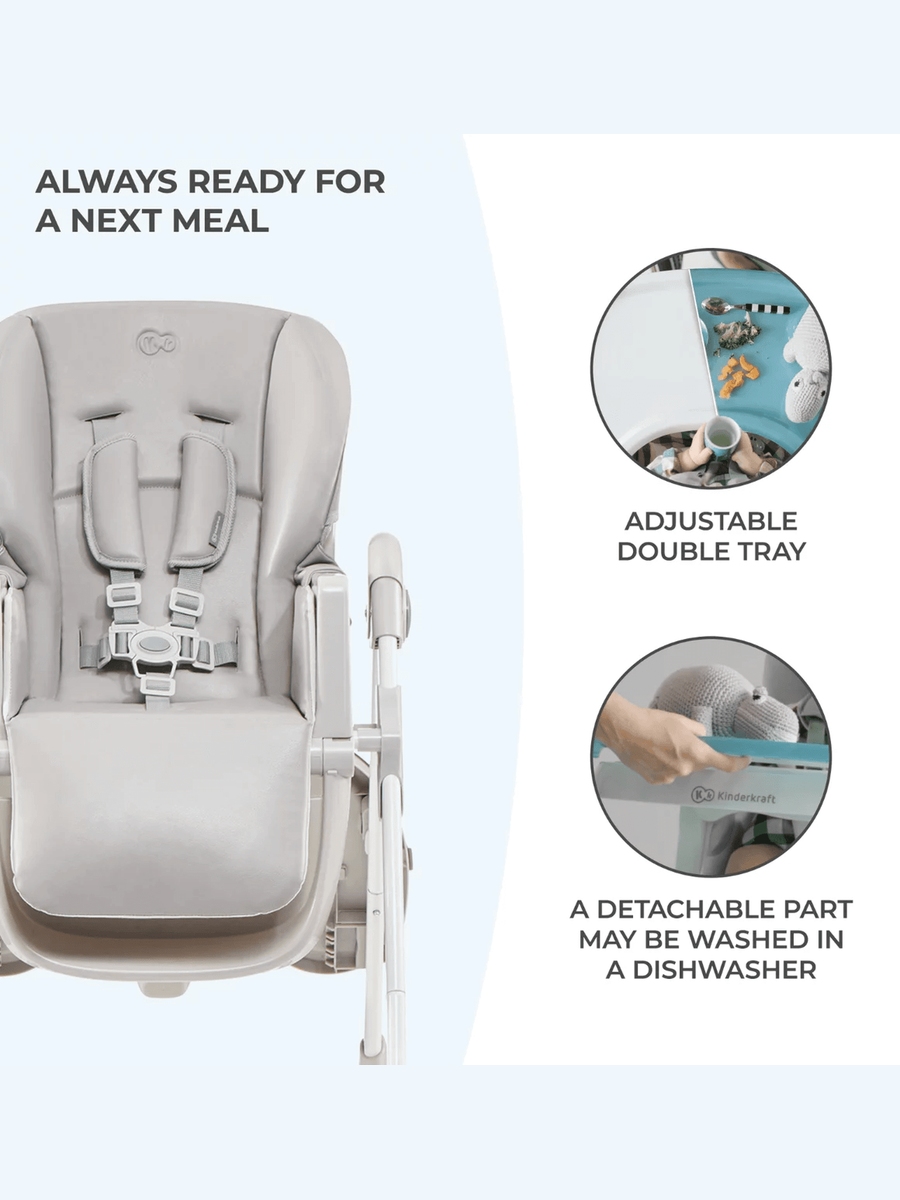 Kinderkraft Yummy High Baby Feeding Chair Foldable with Adjustable Height-Grey Kinderkraft Mama's Joy