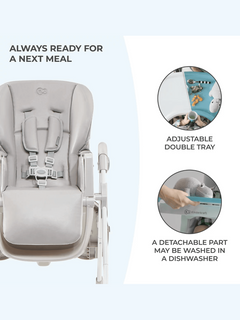 Kinderkraft Yummy High Baby Feeding Chair Foldable with Adjustable Height-Grey Kinderkraft Mama's Joy