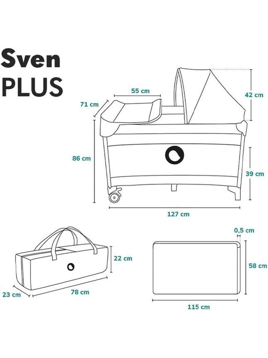 Lionelo Sven Plus 2-in-1 Travel Cot & Portable Baby Zone 0–36 Months Lionelo Mama's Joy