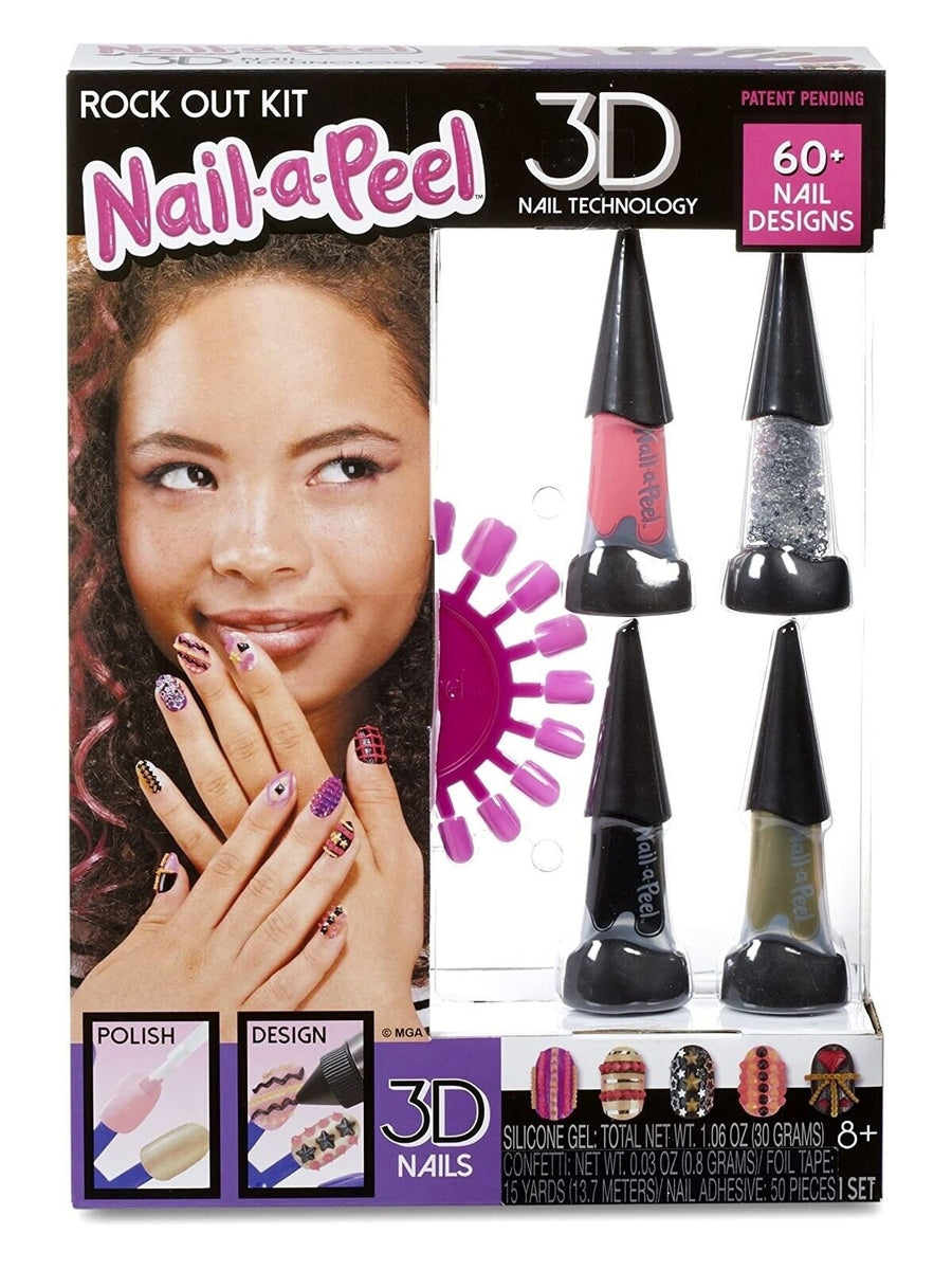 MGA Nail-a-Peel 3D Manicure Theme Sugar Rush Rock Out Kits w/ 50+ Designs Girly MGA Mama's Joy