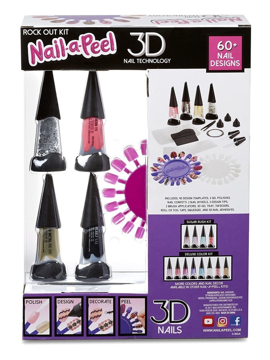 MGA Nail-a-Peel 3D Manicure Theme Sugar Rush Rock Out Kits w/ 50+ Designs Girly MGA Mama's Joy