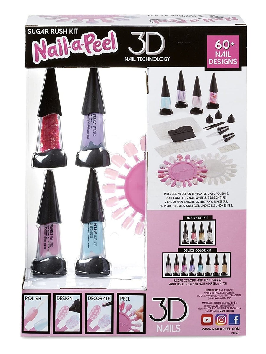 MGA Nail-a-Peel 3D Manicure Theme Sugar Rush Rock Out Kits w/ 50+ Designs Girly MGA Mama's Joy