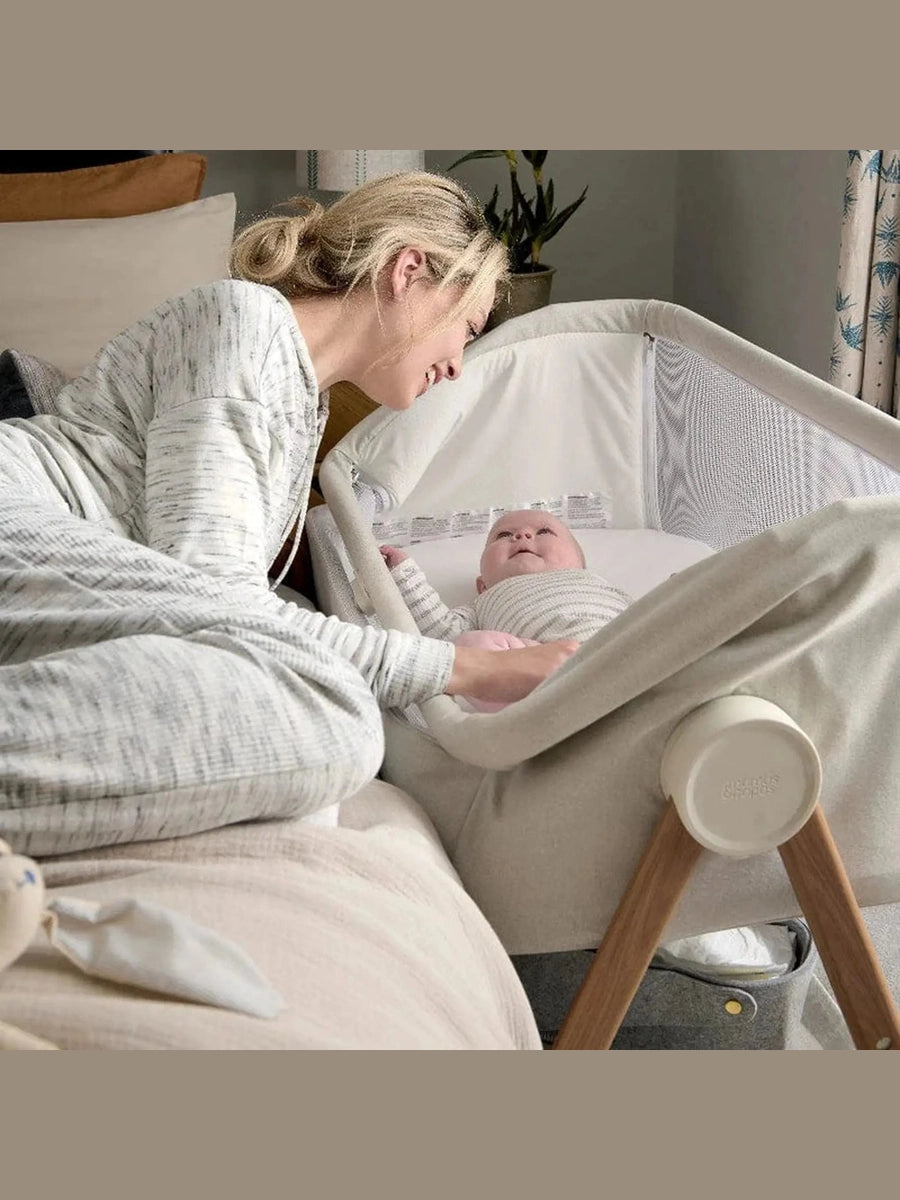 Mamas & Papas Lua Bedside Crib – Fawn Beige | Adjustable Co-Sleeping Crib Mamas & Papas Mama's Joy