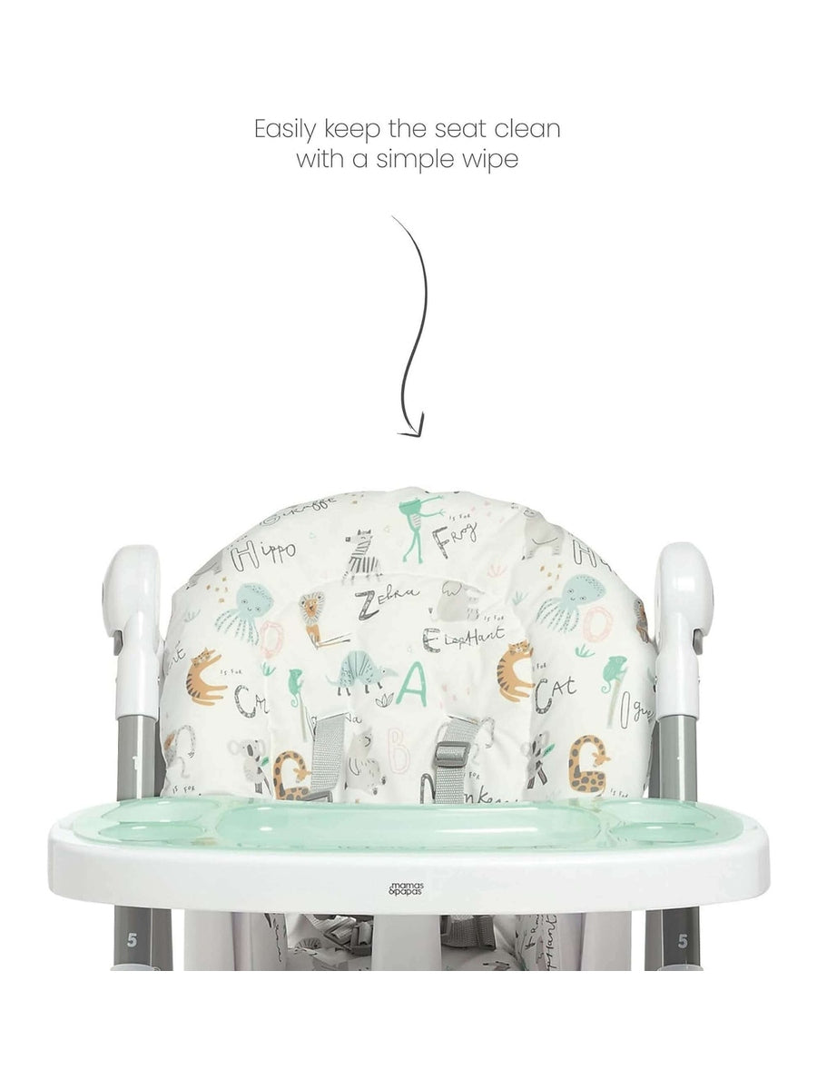 Mamas & Papas Snax Low Adjustable Highchair with Removable Tray – Animal Alphabet mamas & papas Mama's Joy