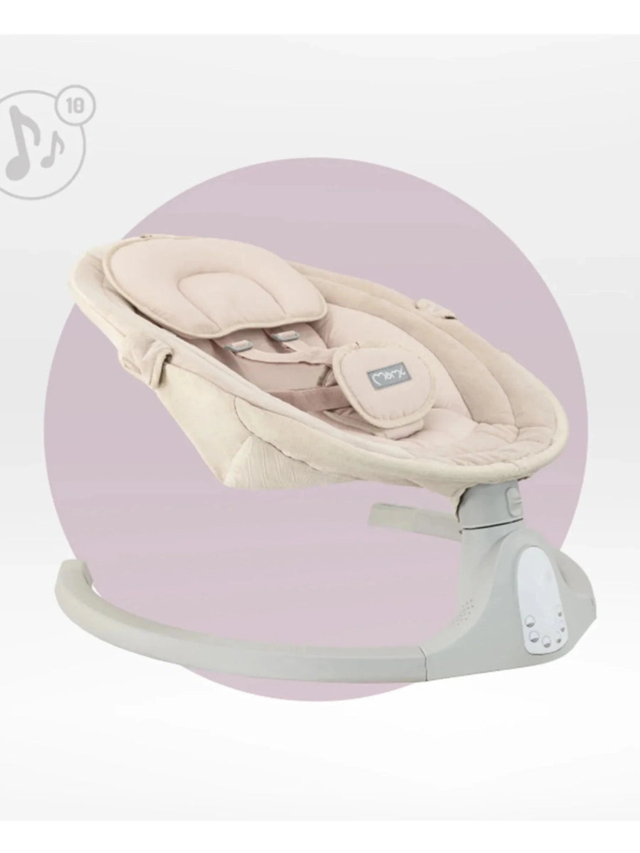 MoMi Kenani Baby Swing – Sand | Electric Rocker with Sounds 0–9kg MoMi Mama's Joy