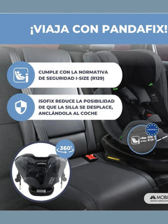 Mobiclinic Pandafix Car Seat – 360° Rotating, i-Size, Isofix, 0–12 Years 0–36 kg, 40–150 cm - Black Mobiclinic Mama's Joy