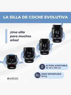 Mobiclinic Pandafix Car Seat – 360° Rotating, i-Size, Isofix, 0–12 Years 0–36 kg, 40–150 cm - Black Mobiclinic Mama's Joy