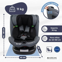 Mobiclinic Pandafix Car Seat – 360° Rotating, i-Size, Isofix, 0–12 Years 0–36 kg, 40–150 cm - Black Mobiclinic Mama's Joy