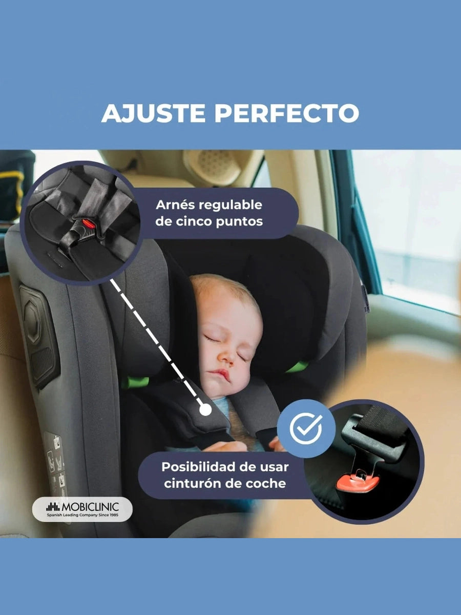 Mobiclinic Pandafix Car Seat – 360° Rotating, i-Size, Isofix, 0–12 Years 0–36 kg, 40–150 cm - Black Mobiclinic Mama's Joy