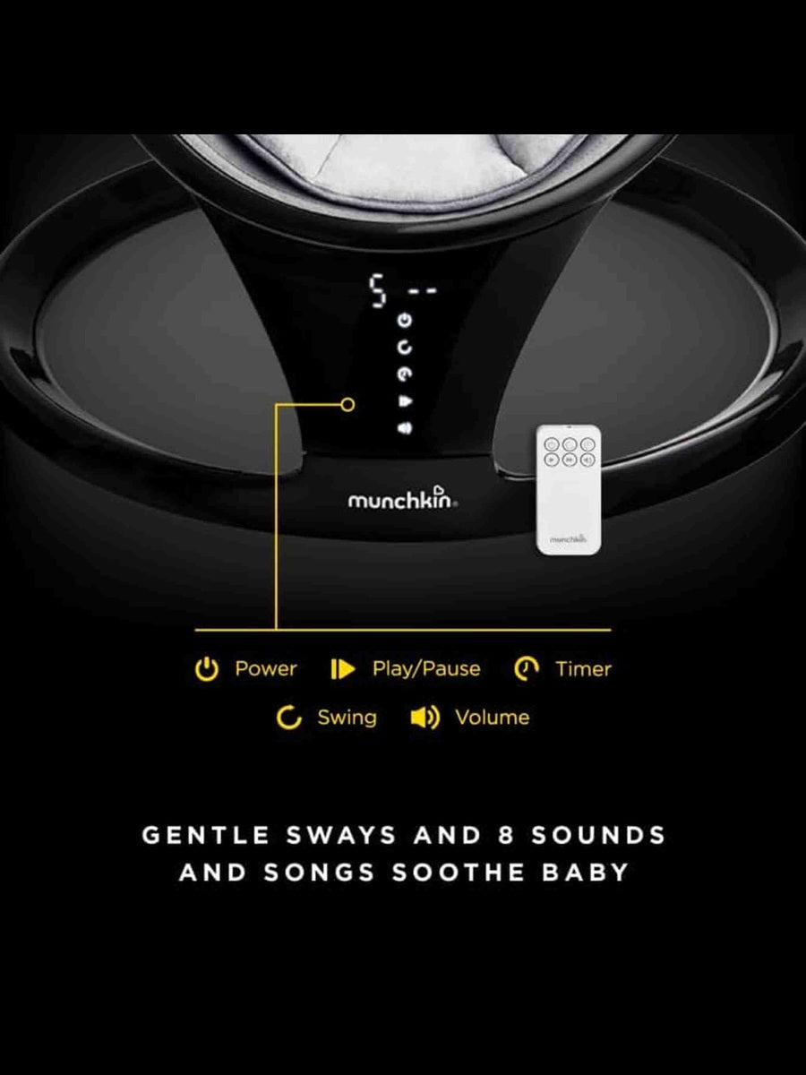Munchkin Electric Baby Bouncer Chair Swing Rocker & Gentle Baby Bouncing Chair with Motion & Sounds - Black Munchkin Mama's Joy