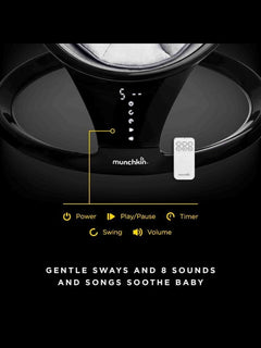 Munchkin Electric Baby Bouncer Chair Swing Rocker & Gentle Baby Bouncing Chair with Motion & Sounds - Black Munchkin Mama's Joy