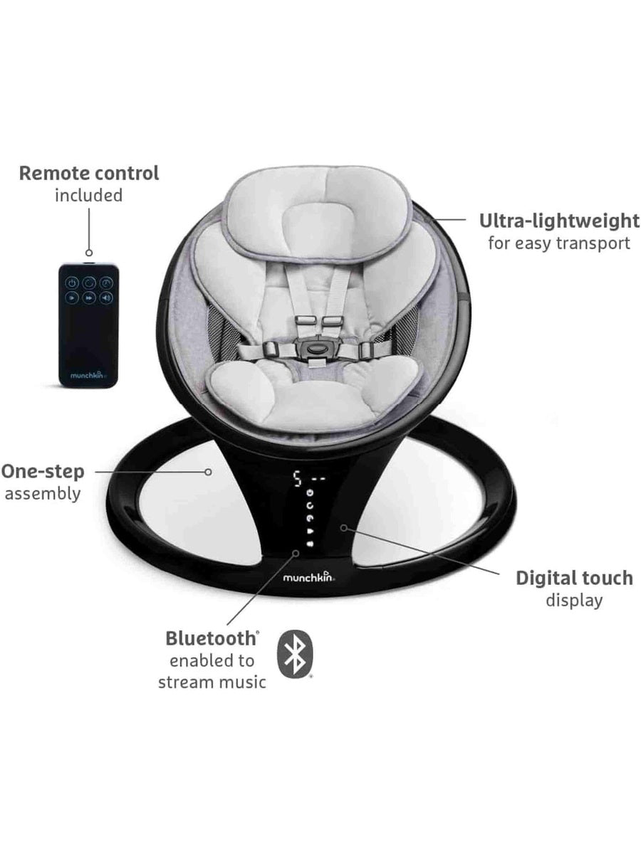 Munchkin Electric Baby Bouncer Chair Swing Rocker & Gentle Baby Bouncing Chair with Motion & Sounds - Black Munchkin Mama's Joy