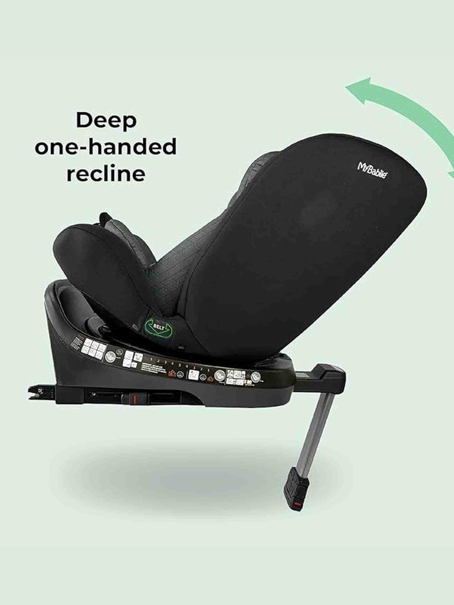 My Babiie 360 Spin Group 0+/1/2/3 i-Size Isofix Car Seat - Black Herringbone My Babiie Mama's Joy