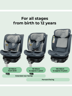 My Babiie 360 Spin Group 0+/1/2/3 i-Size Isofix Car Seat - Charcoal My Babiie Mama's Joy