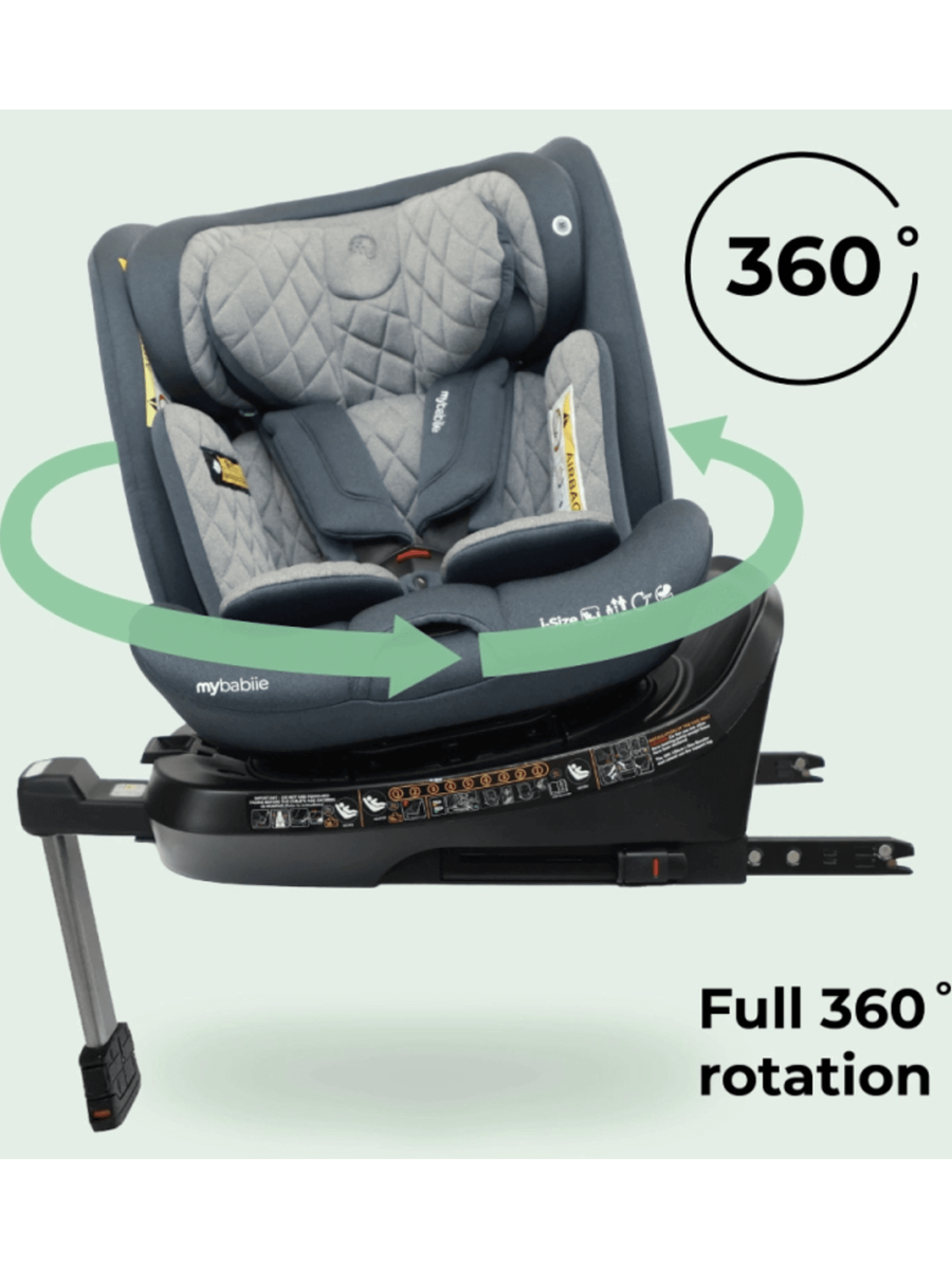 My Babiie 360 Spin Group 0+/1/2/3 i-Size Isofix Car Seat - Charcoal My Babiie Mama's Joy