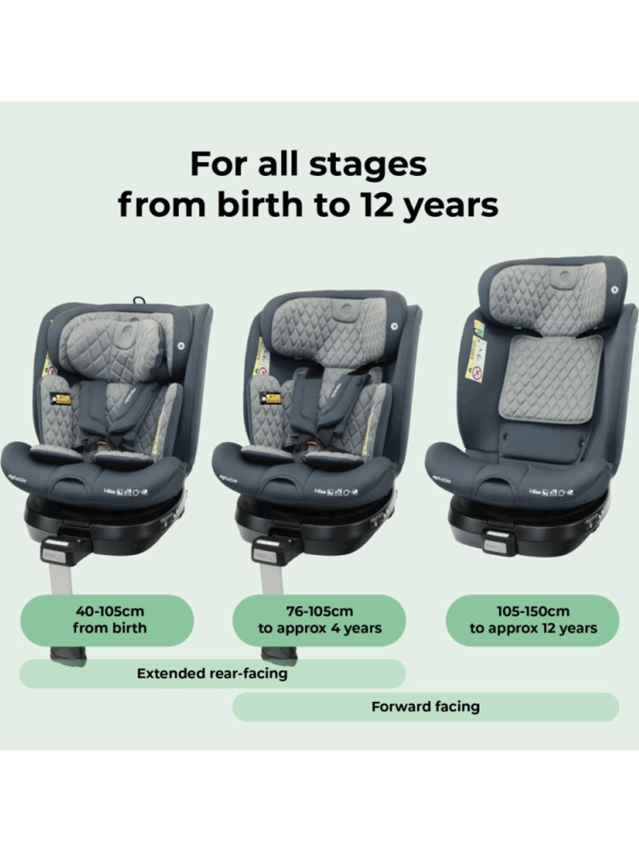 My Babiie 360 Spin Group 0+/1/2/3 i-Size Isofix Car Seat - Charcoal My Babiie Mama's Joy