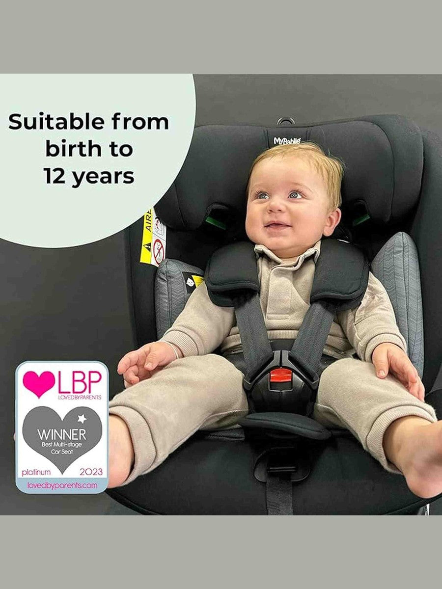 My Babiie 360 Spin Group 0+/1/2/3 i-Size Isofix Car Seat - Black Herringbone My Babiie Mama's Joy