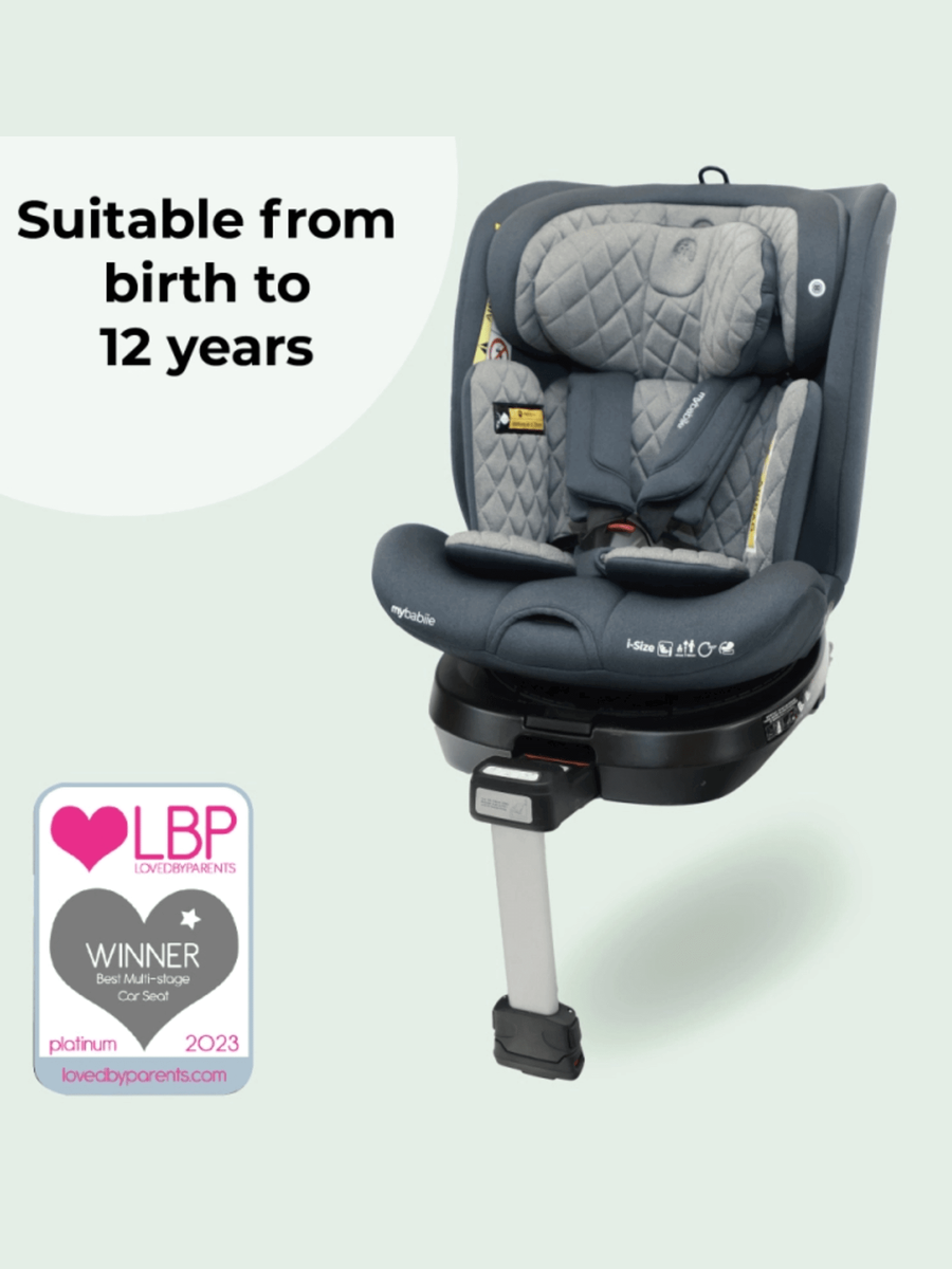 My Babiie 360 Spin Group 0+/1/2/3 i-Size Isofix Car Seat - Charcoal My Babiie Mama's Joy