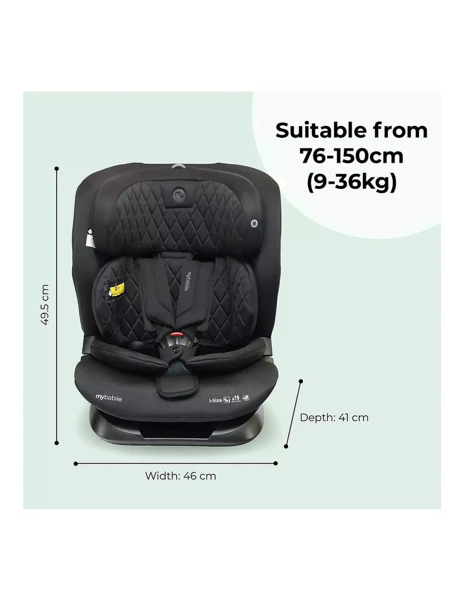 My Babiie MBCS123 i-Size 76-150cm Car Seat - Black MyBabiie Mama's Joy