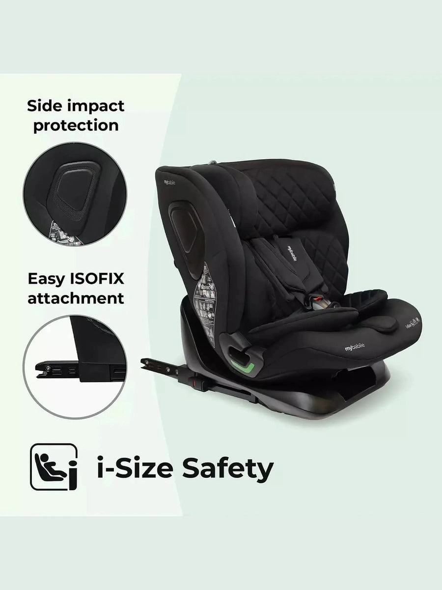 My Babiie MBCS123 i-Size 76-150cm Car Seat - Black MyBabiie Mama's Joy
