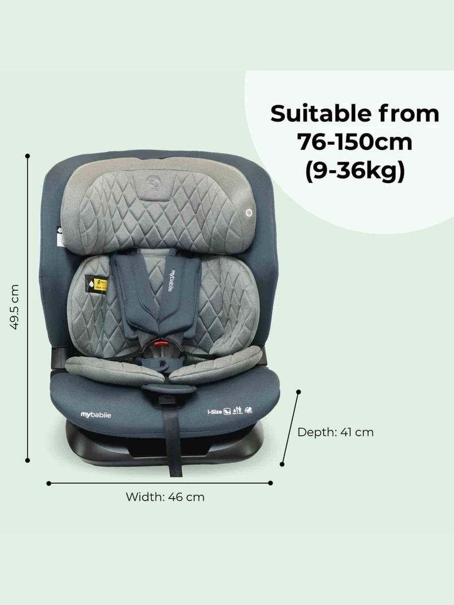 My Babiie MBCS123 i-Size 76-150cm Car Seat - Slate Blue/charcoal MyBabiie Mama's Joy