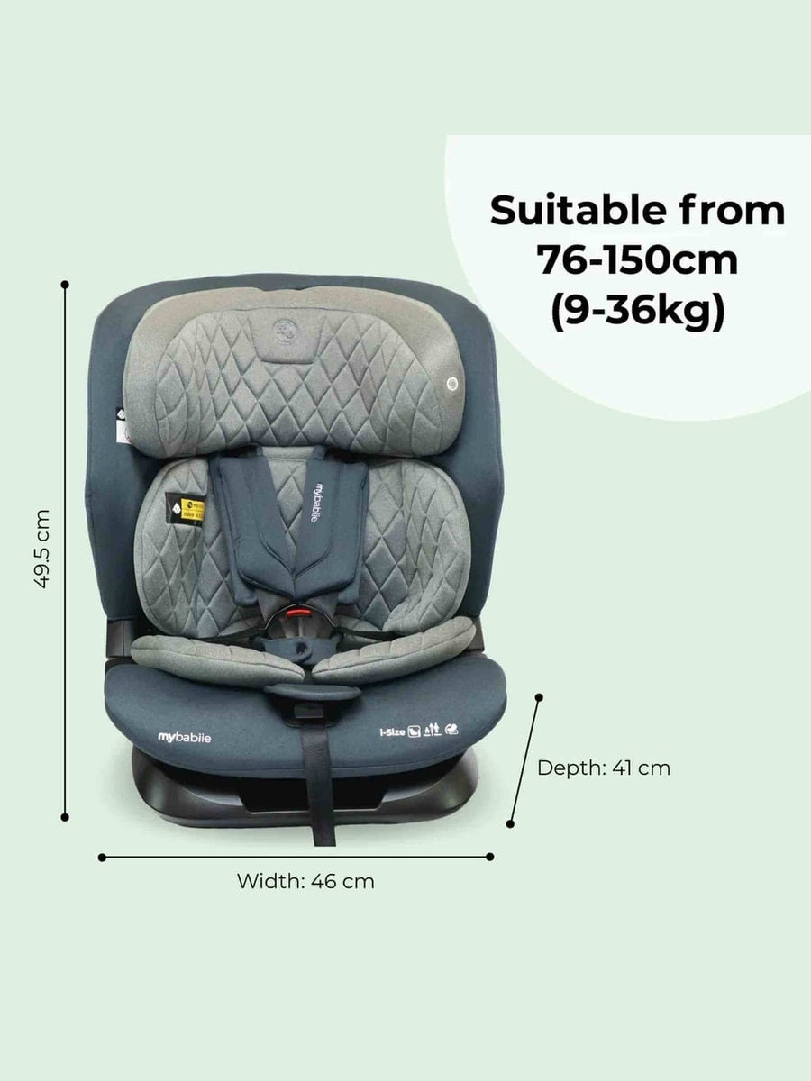 My Babiie MBCS123 i-Size 76-150cm Car Seat - Slate Blue/charcoal MyBabiie Mama's Joy
