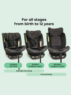 My Babiie MBCSSPINTT i-Size 40-150cm Spin Car Seat - Black Melange My Babiie Mama's Joy