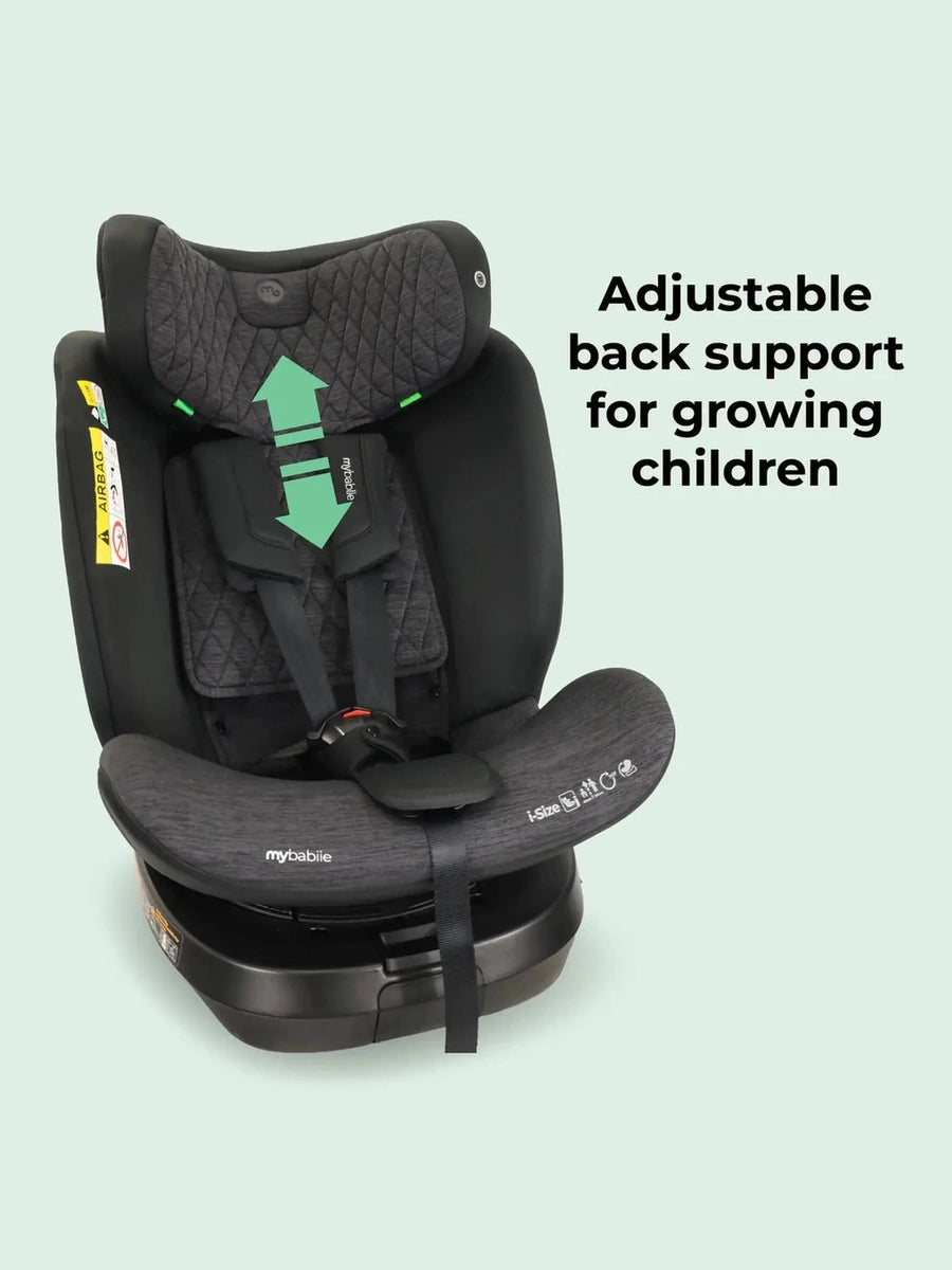 My Babiie MBCSSPINTT i-Size 40-150cm Spin Car Seat - Black Melange My Babiie Mama's Joy